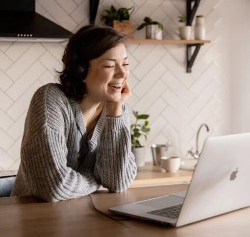 A woman on video call