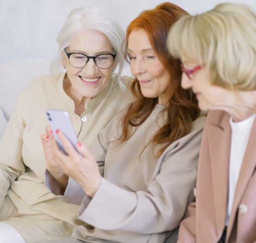 Three women on video call